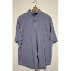 Polo Ralph Lauren Shirt Men XL Blue Gingham Check Button Down Preppy Kelly Green